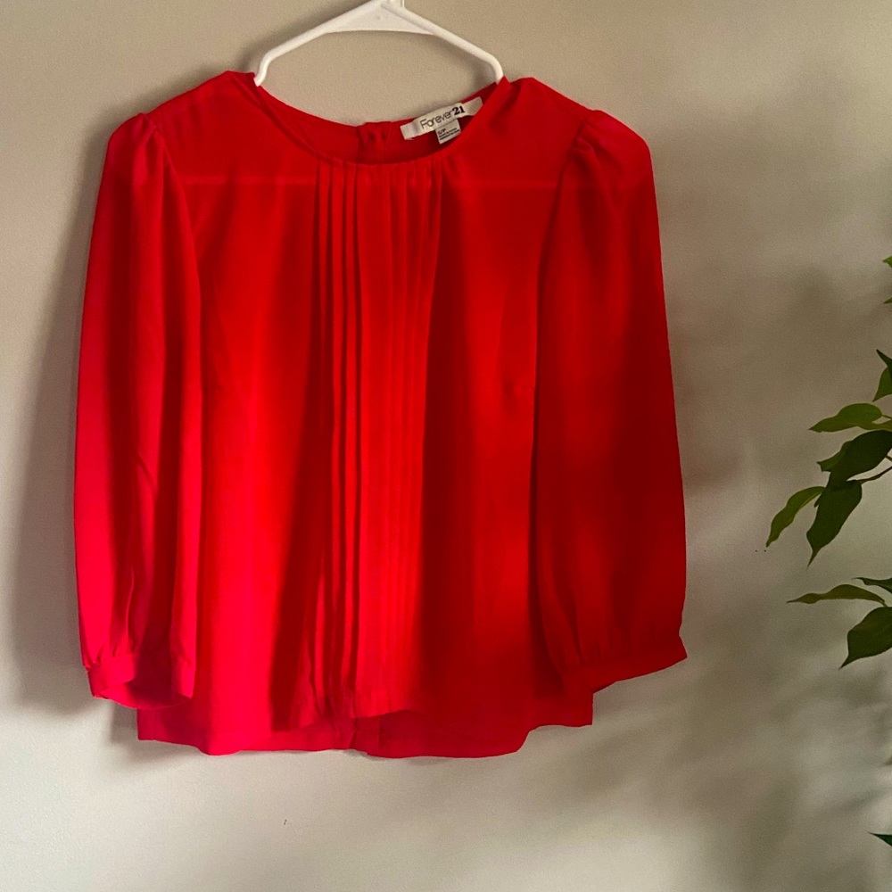 F21 3/4 sleeve blouse button down back